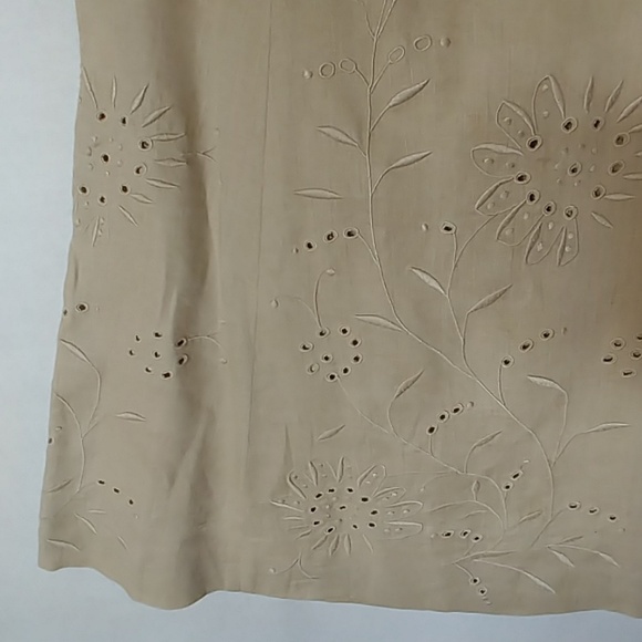 Banana Republic Tan Linen Embroidered Skirt - Picture 3 of 6
